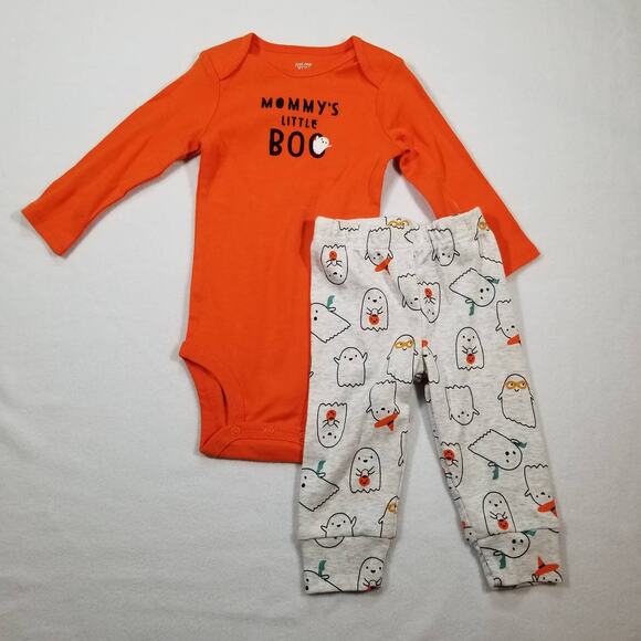 Carter's Baby Boy Halloween Orange / Beige One Piece w/ Pants Size 9 months, New - Picture 1 of 9